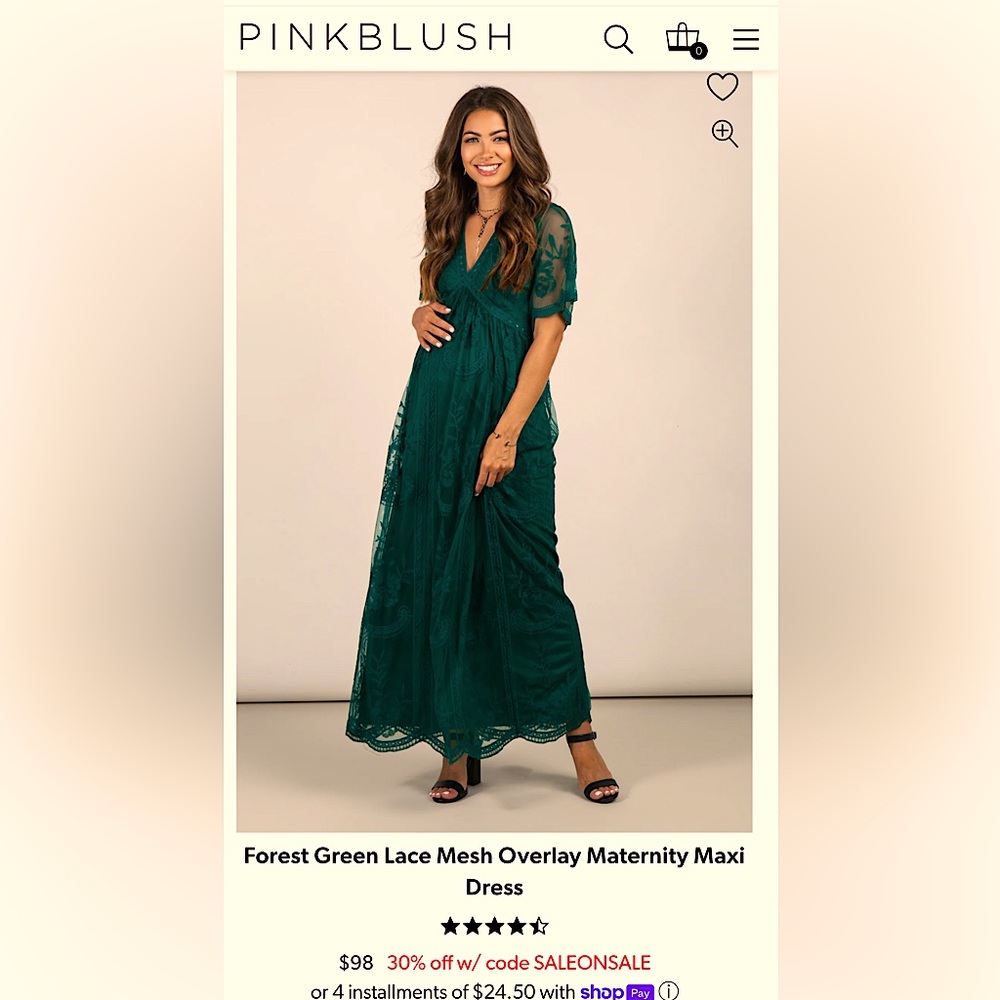 Green lace mesh overlay maternity maxi